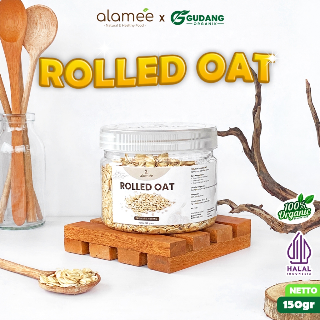 

ALAMEE Rolled Oat Gandum Utuh Kasar oatmeal wholegrain Natural Premium Alami Oatmeal Instan 150gr