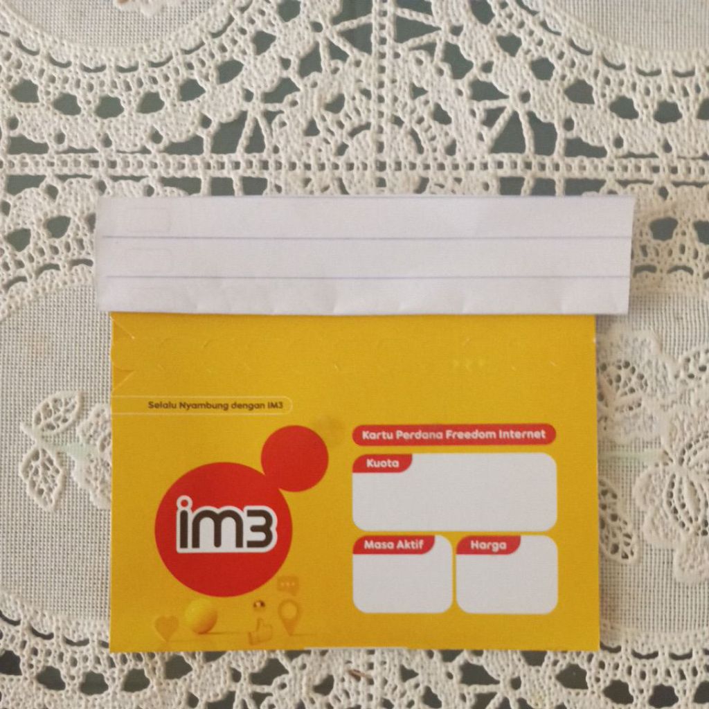 Kartu Perdana kosong indosat im3 segel fresh wilayah registrasi DIY, Jawa Tengah, Jawa Timur,  Bali,