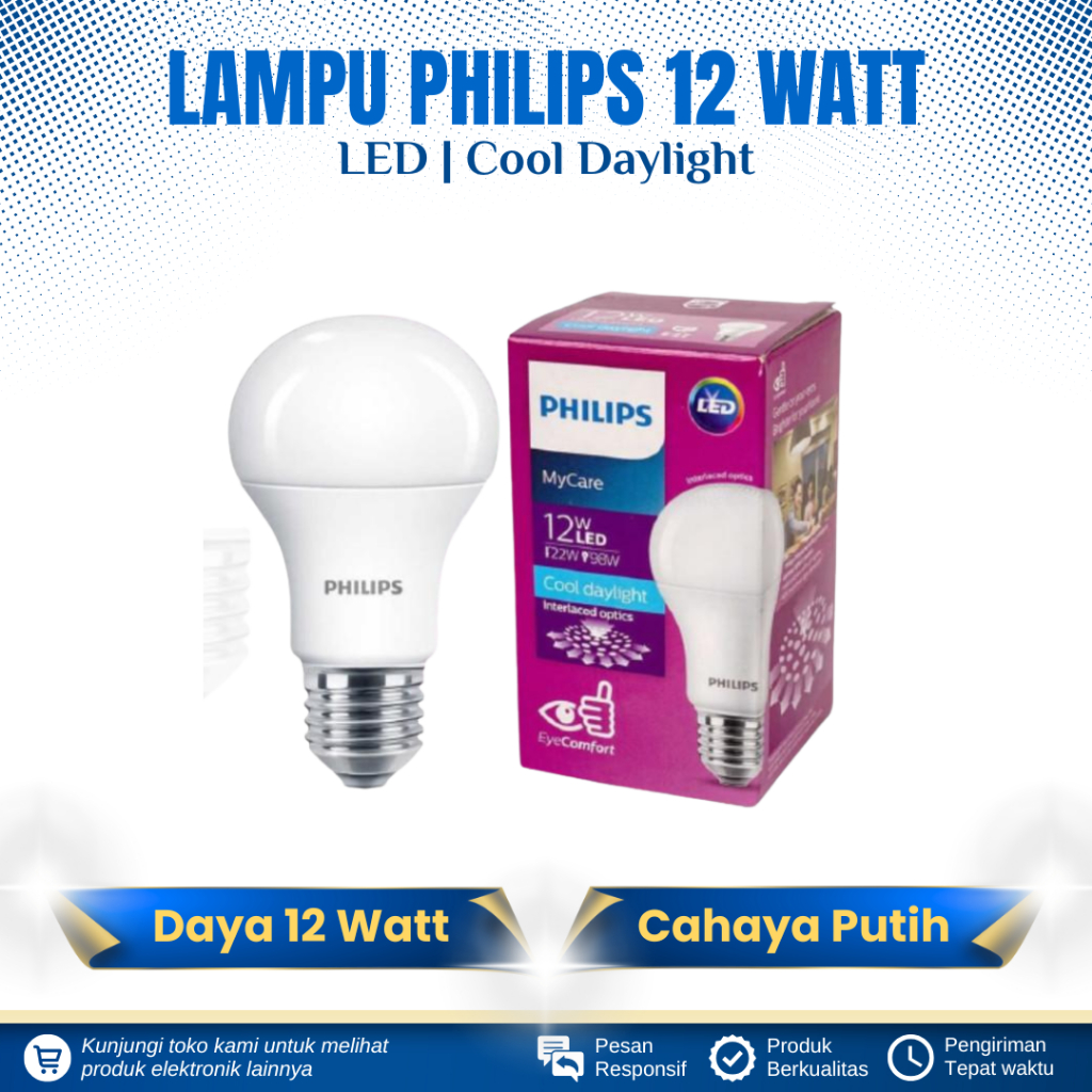 LAMPU BOHLAM LED 12 WATT PHILIPS LED BULB PHILIPS 12 WATT CAHAYA PUTIH LAMPU LED PHILIPS 12 WATT