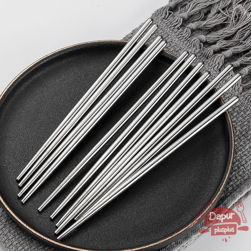 VHP - Sumpit Stainless Polos sepasang / Sumpit Bulat Stainless Steel | Sumpit Stainless Bulat Ala Re