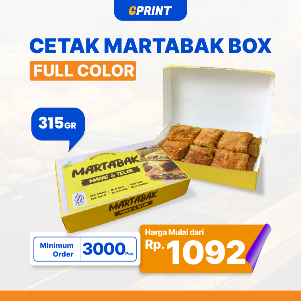 

Dus Martabak Full Color Custom - Bahan Board Rose 315gr Min Order 3000pcs- Free Design/Logo Sendiri