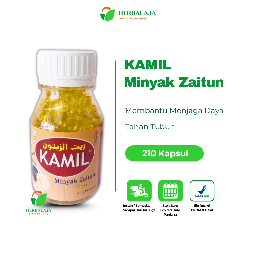 Kamil Minyak Zaitun 210 Kapsul Original - Olive Oil Minyak Zaitun JSR