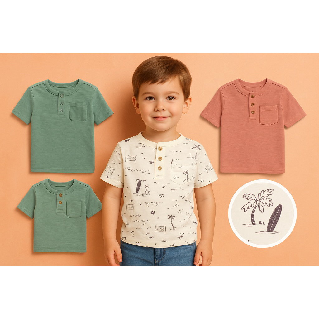 KA201 KA080 Kaos Pocket Henley Old Navy