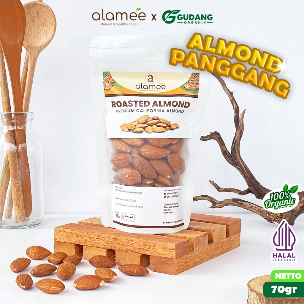 

ALAMEE Almond Panggang Natural Roasted Almond Healthy Snack Cemilan Sehat Diet 70gr
