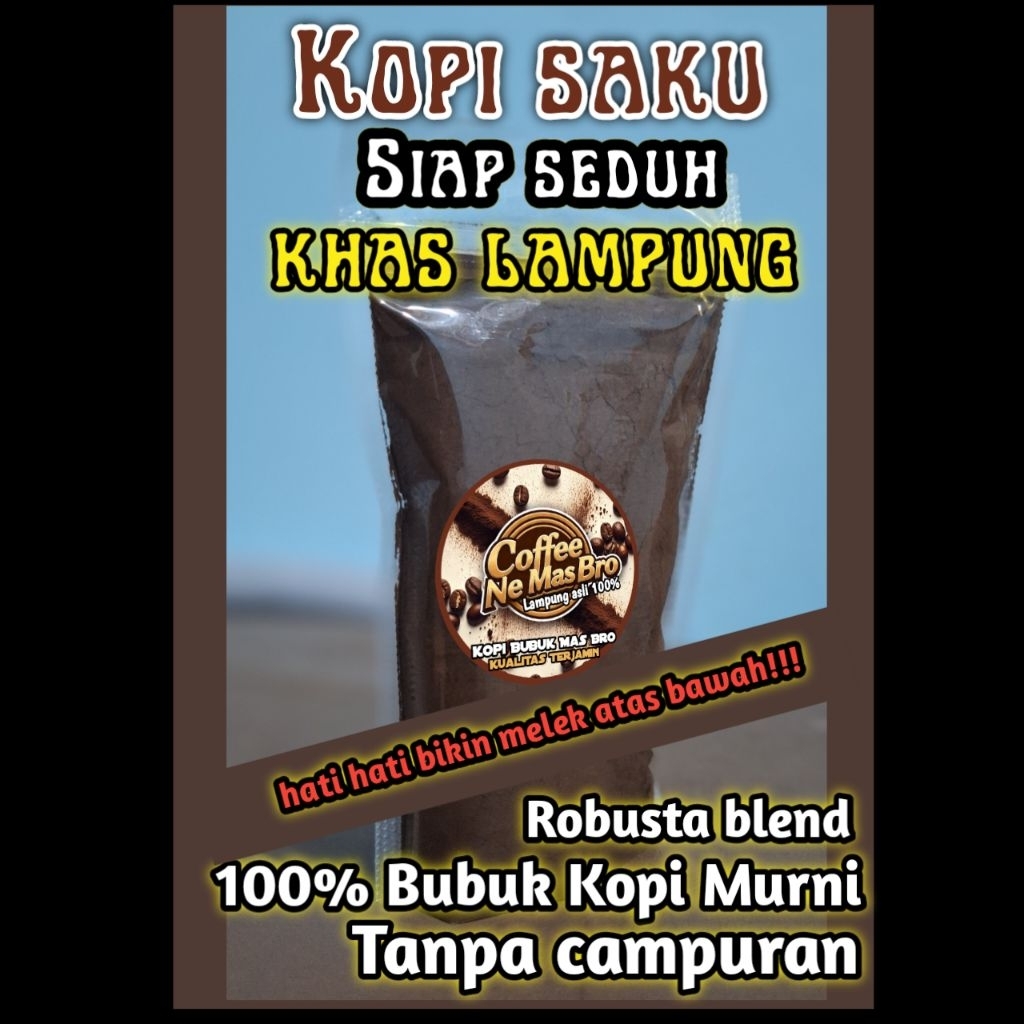 

Kopi Saku Murah!!! Kopi Bubuk Hitam Murni Robusta Lampung 1ons