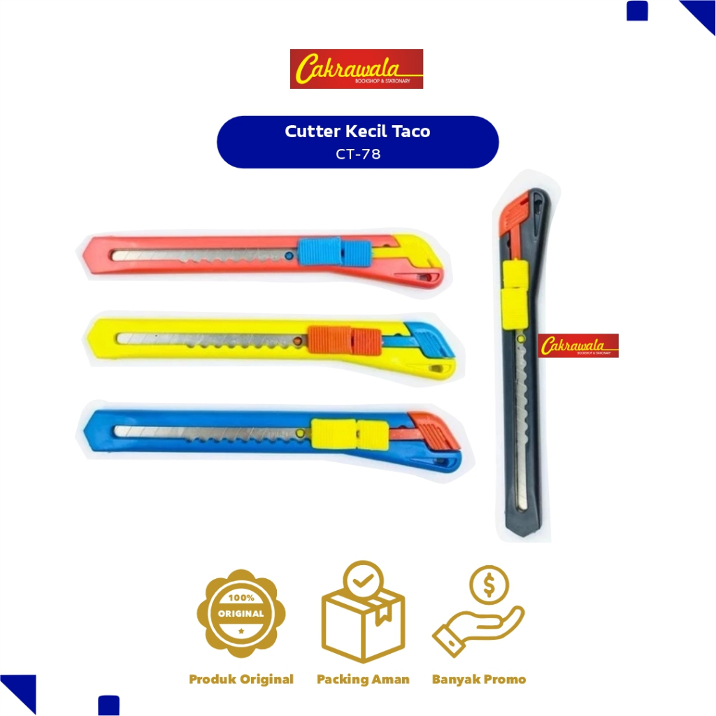 

Cutter Kecil Taco CT-78 | Cutter Mini Serbaguna Tajam untuk Sekolah & Kantor | Alat Potong ATK