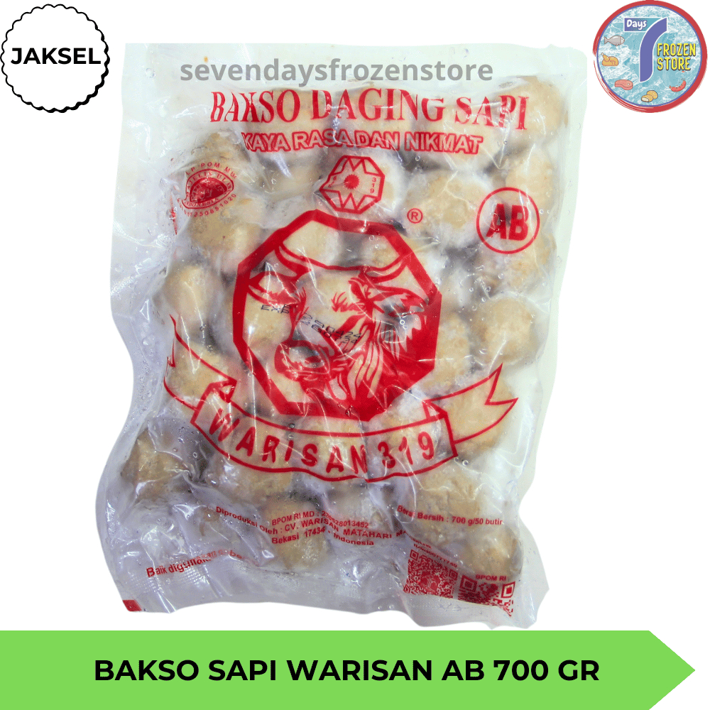 

Bakso Sapi Warisan AB Isi 50 Kemasan 700 Gr