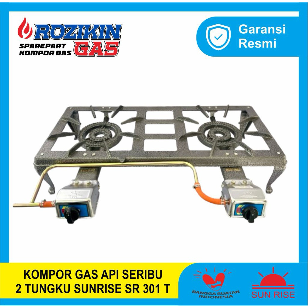 Kompor Gas Api Seribu Dua Tungku Sunrise Sr 301 T 2 Besi cor