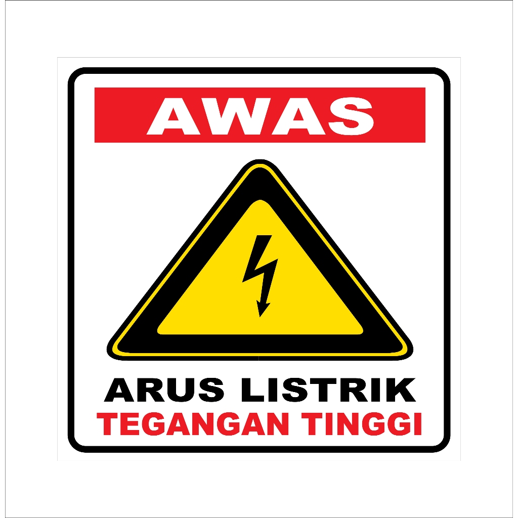 

STIKER VINYL AWAS ARUS LISTRIK TEGANGAN TINGGI Uk. 15 x 15 CM SIGN RAMBU K3