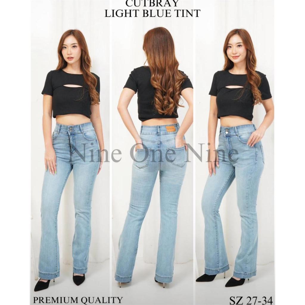 BEST SELLER  CELANA JEANS WANITA CUTBRAY HIGHWAIST NINE ONE NINE LIGHT BLUE TINT PREMIUM QUALITY 