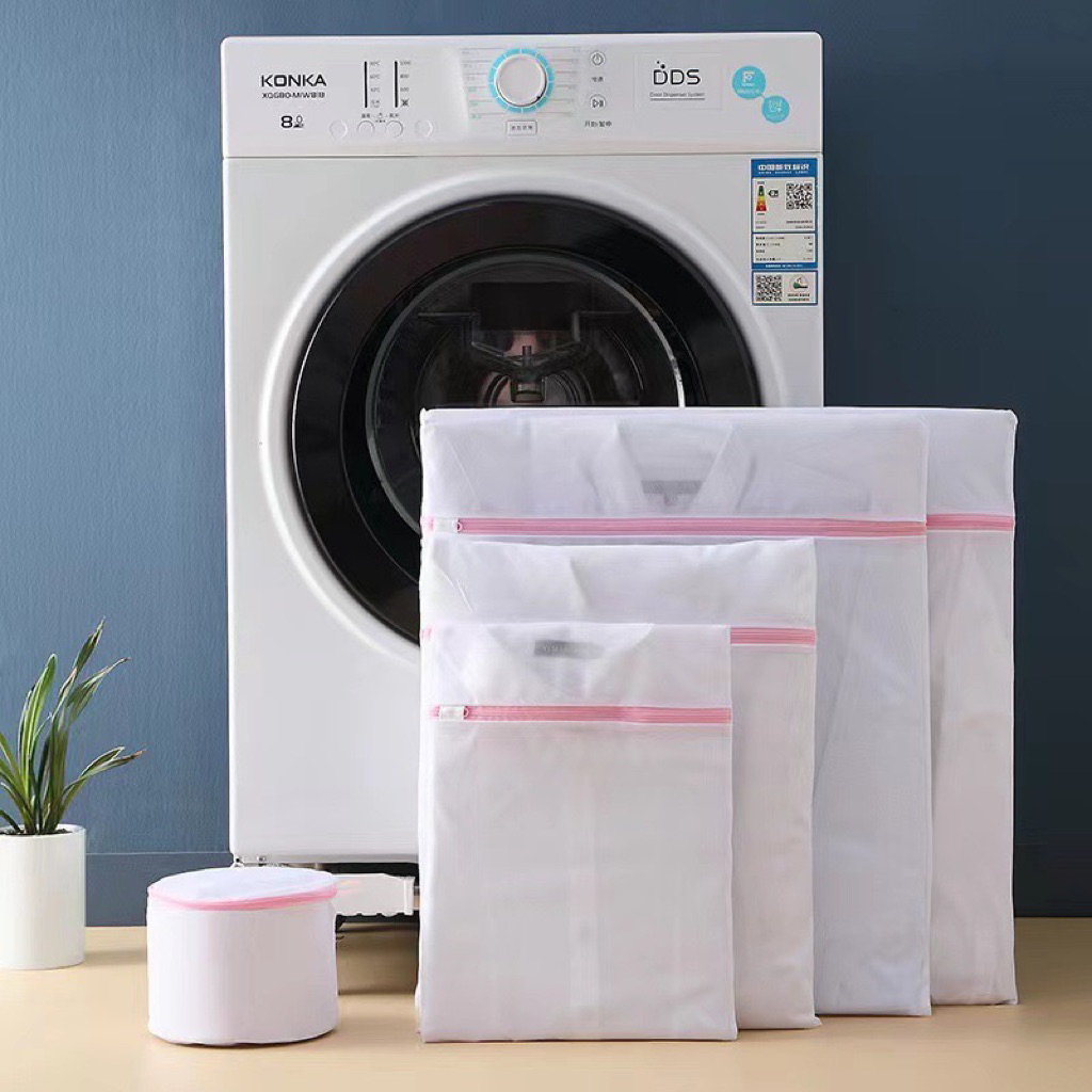(CLASHOP)Laundry Bag Jaring Baju Kotor Kantong Mesin Cuci Bahan Jaring dan Resleting Untuk Pakaian
