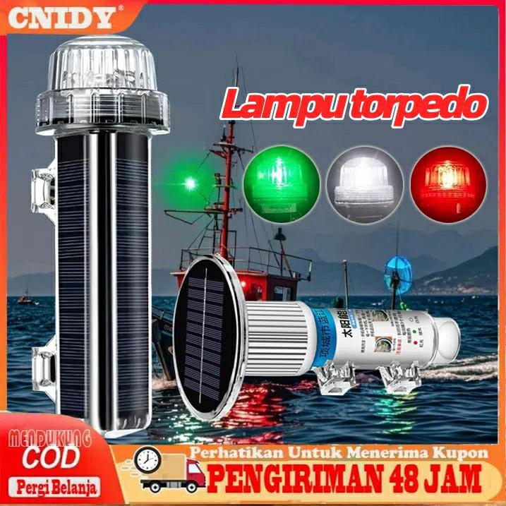 [COD]Lampu Torpedo Bertenaga Surya Lampu Sorot Web Sinyal Lampu Kapal Memancing Tanda Peringatan Kap