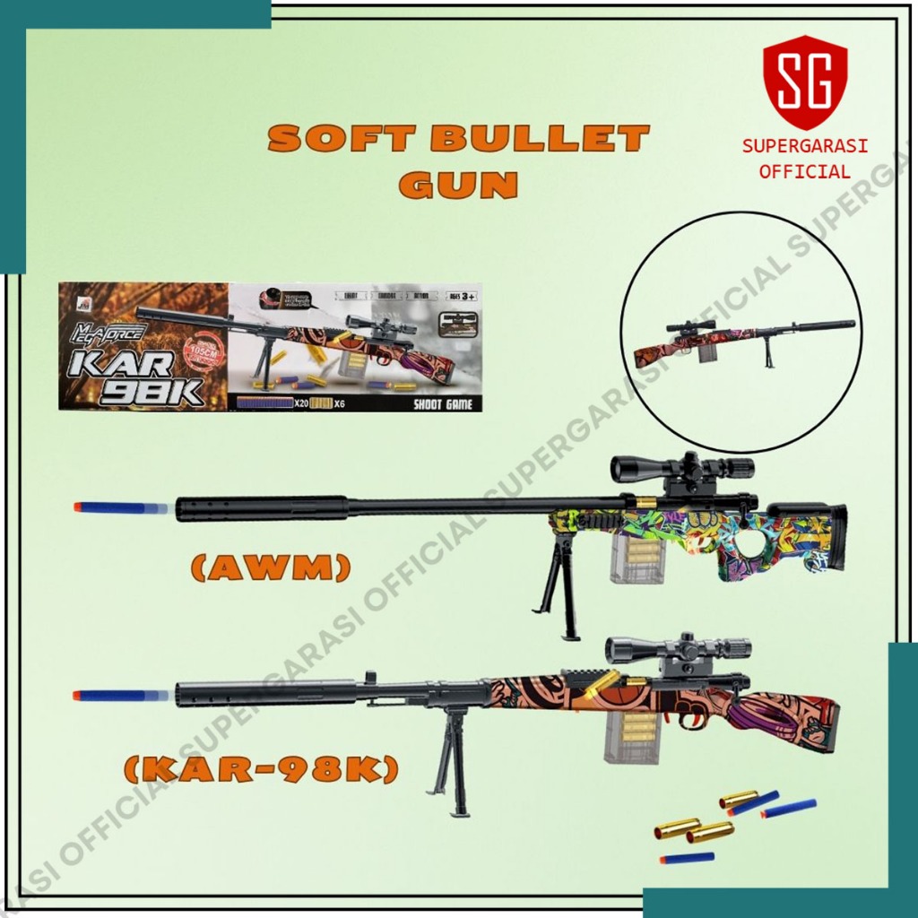 Tembakan Sniper AWM AWP shell throwing Soft bullet Mainan tembak tembakan