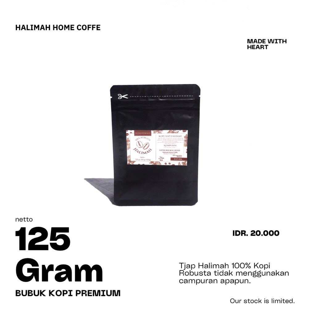 

BUBUK KOPI ROBUSTA TJAP HALIMAH 125 Gram