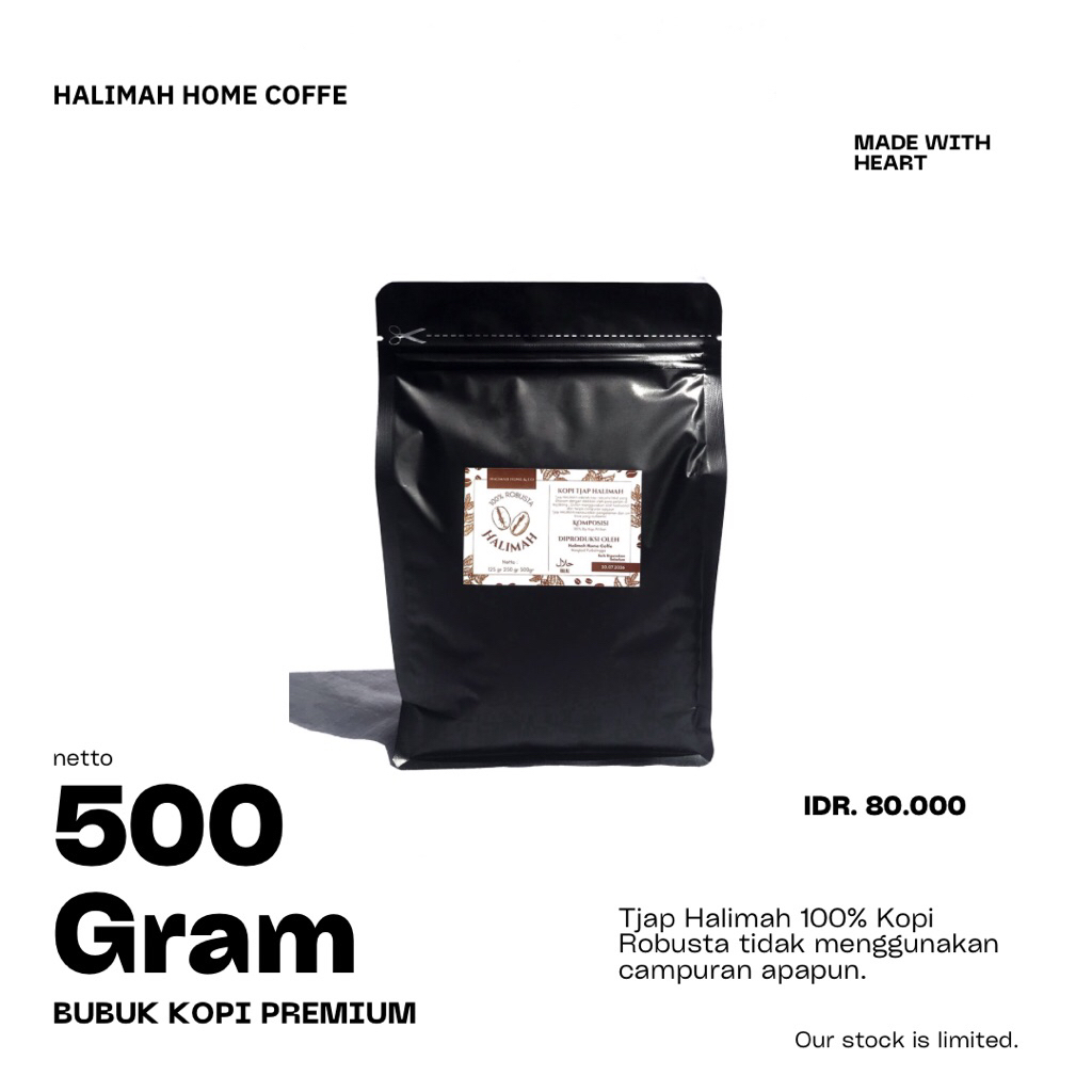 

BUBUK KOPI ROBUSTA TJAP HALIMAH 500 Gram