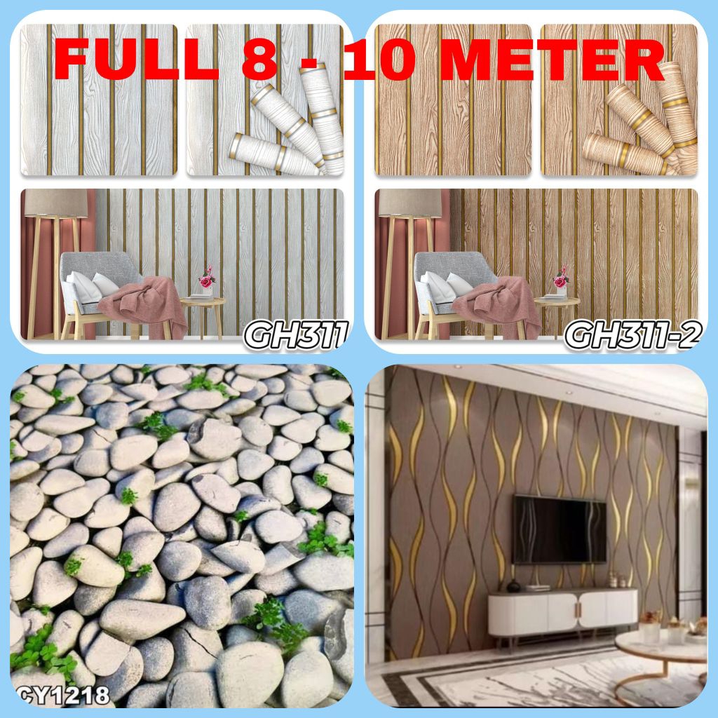 Wallpaper Dinding Kamar Ruang Tamu Wallpaper Salur Garis Batu Klasik Aesthetic Wallstiker Dinding Sa