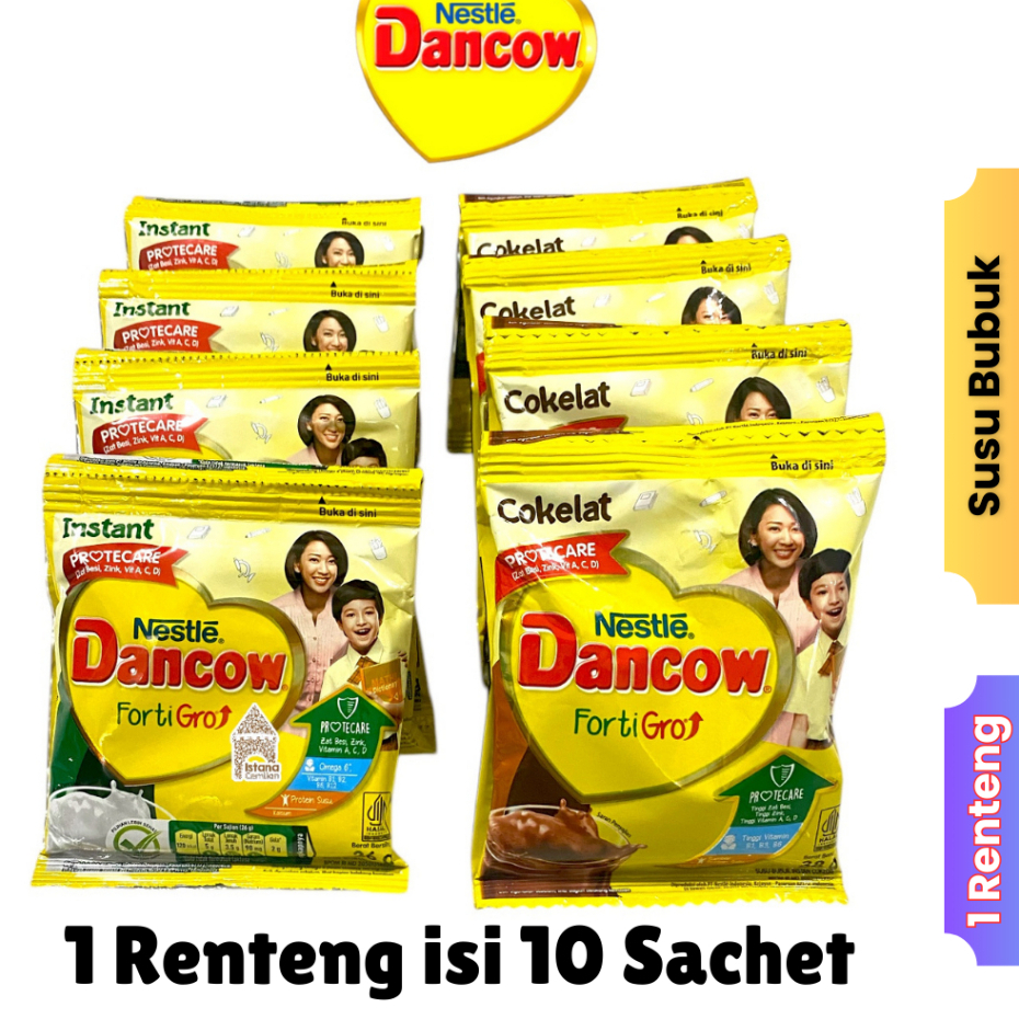 

Susu Dancow Forti Gro Vanila Choco Kemasan Renteng / Renceng Isi 10 Sachet / Bungkus