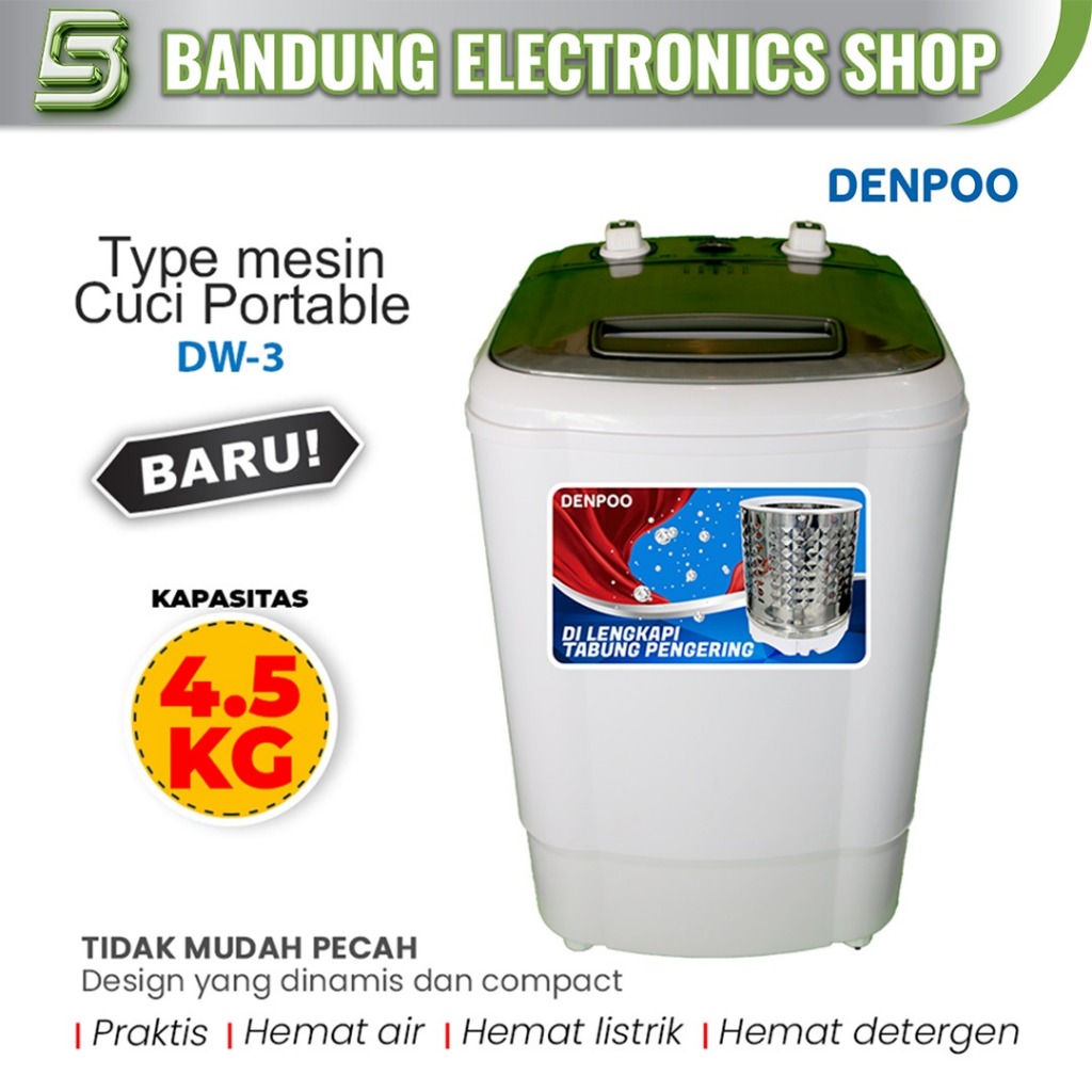 Mesin Cuci Portable Mesin Cuci Mini 4,5 Kg Denpoo DW 3  Pencuci Dan Pengering