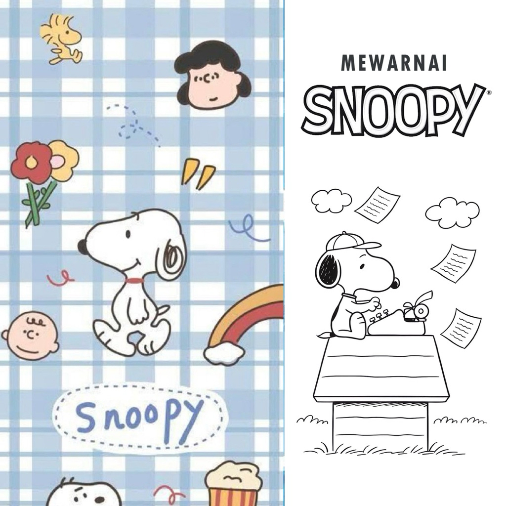 

15 Lembar A5 | Kertas Mewarnai tema SNOOPY | 15 Kertas gambar berbeda