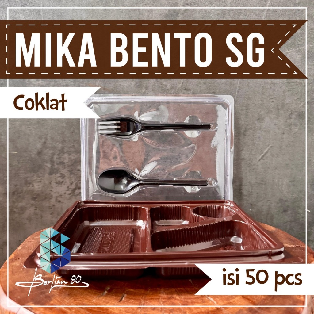 Mika bento sekat 4  tray mika bento sg coklat isi 50 pcs