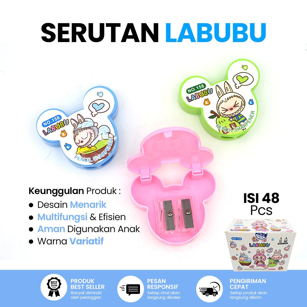 

[Grosir] 48 PCS Serutan Rautan Pensil 2 Lubang Labubu