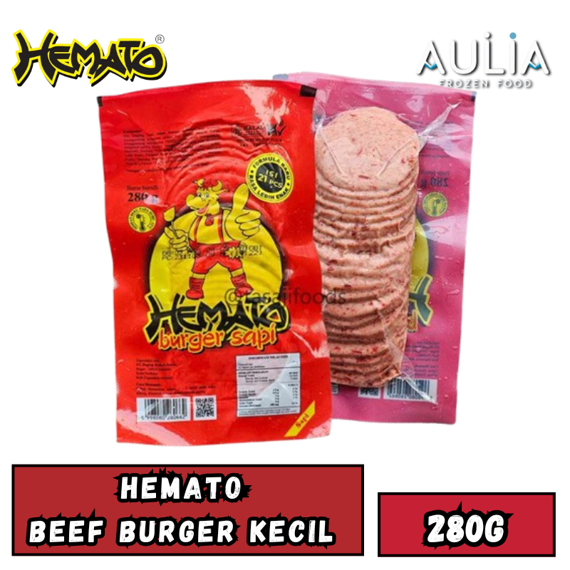 

Hemato Beef Burger Kecil 280G / Beef Burger Kecil - Hemato 280G / Frozen Food Depok / Aulia Frozen Food