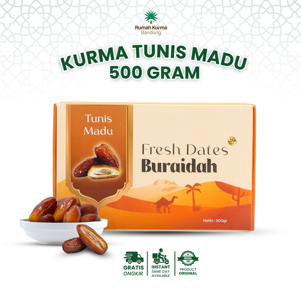 

Kurma Tunis Madu 500 gr Buraidah / Tunisia Kurma Organik Manis Original / Kurma Madu Segar