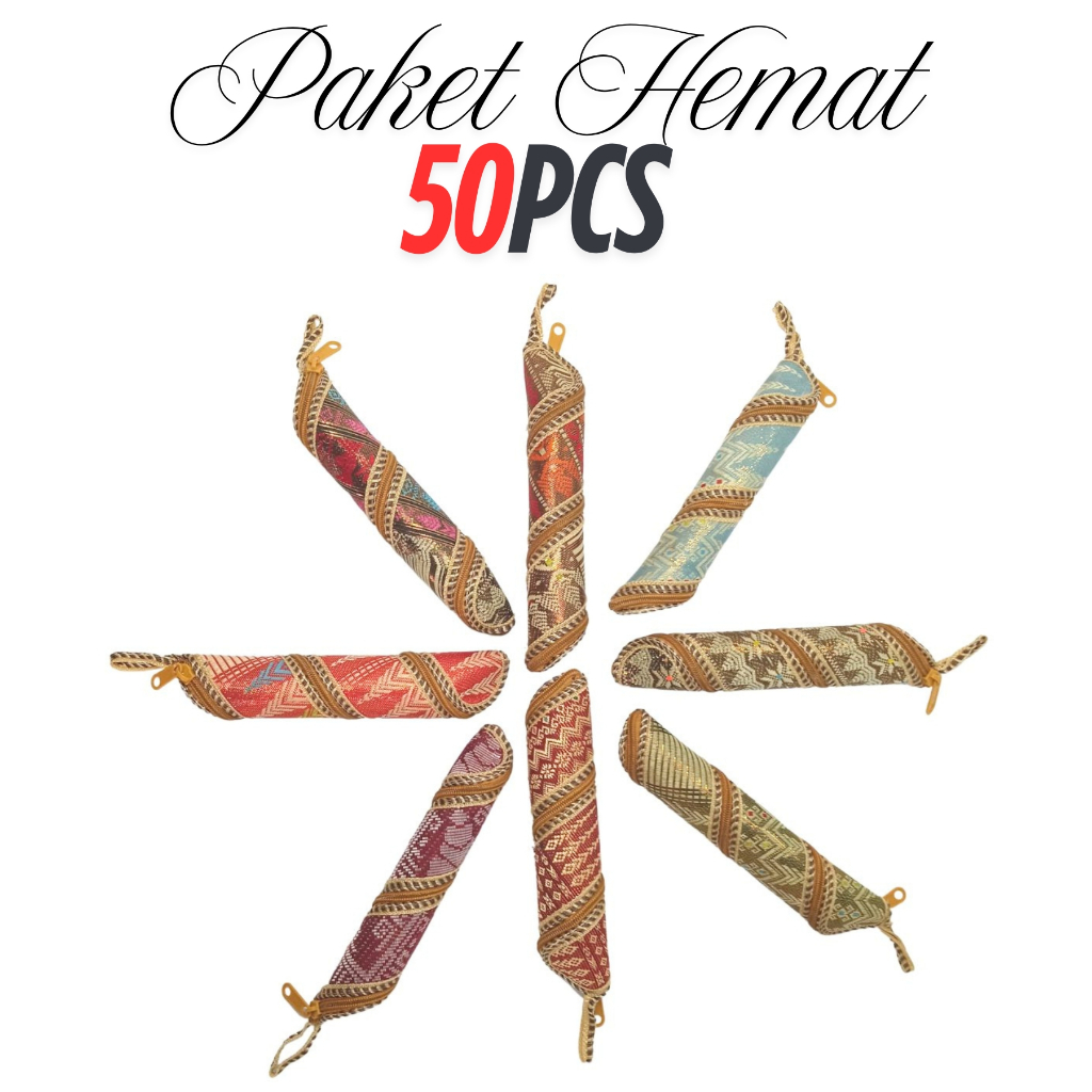 

(50pcs) Paket Hemat Souvenir Tempat Pensil Etnik Songket