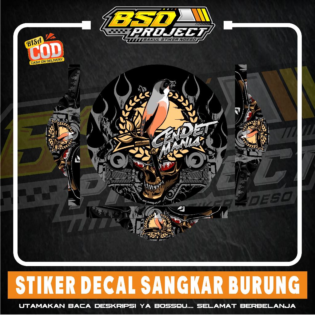 STICKER DECAL SANGKAR BURUNG CENDET STIKER TEBOK BURUNG PETET BISA CUSTOM