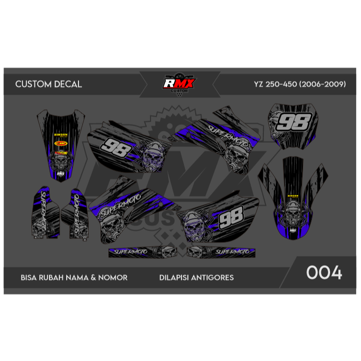 DECAL STICKER YZ 250 F 2006 (004) DEKAL STIKER YZ 250F 450 450F FULLBODY 2007 2008 2009 HITAM MERAH,