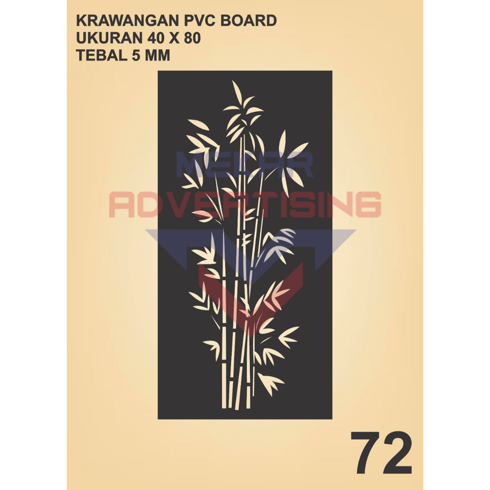 KRAWANGAN PVC BOARD HITAM  / ORNAMEN PVC FOAM BOARD HITAM TEBAL 5MM MODEL 72 UKURAN 40X80