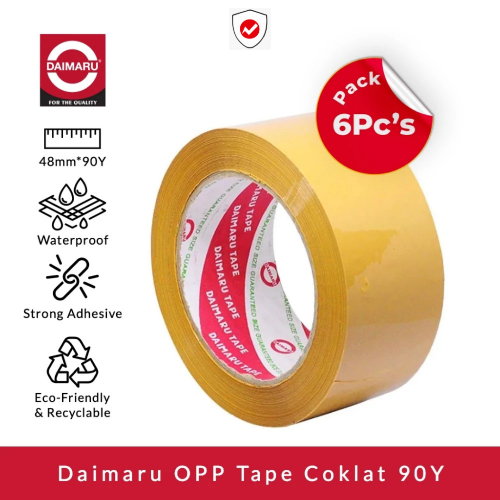 

Daimaru OPP Lakban Coklat 48 mm x 90 Yard. Paket 6Pcs