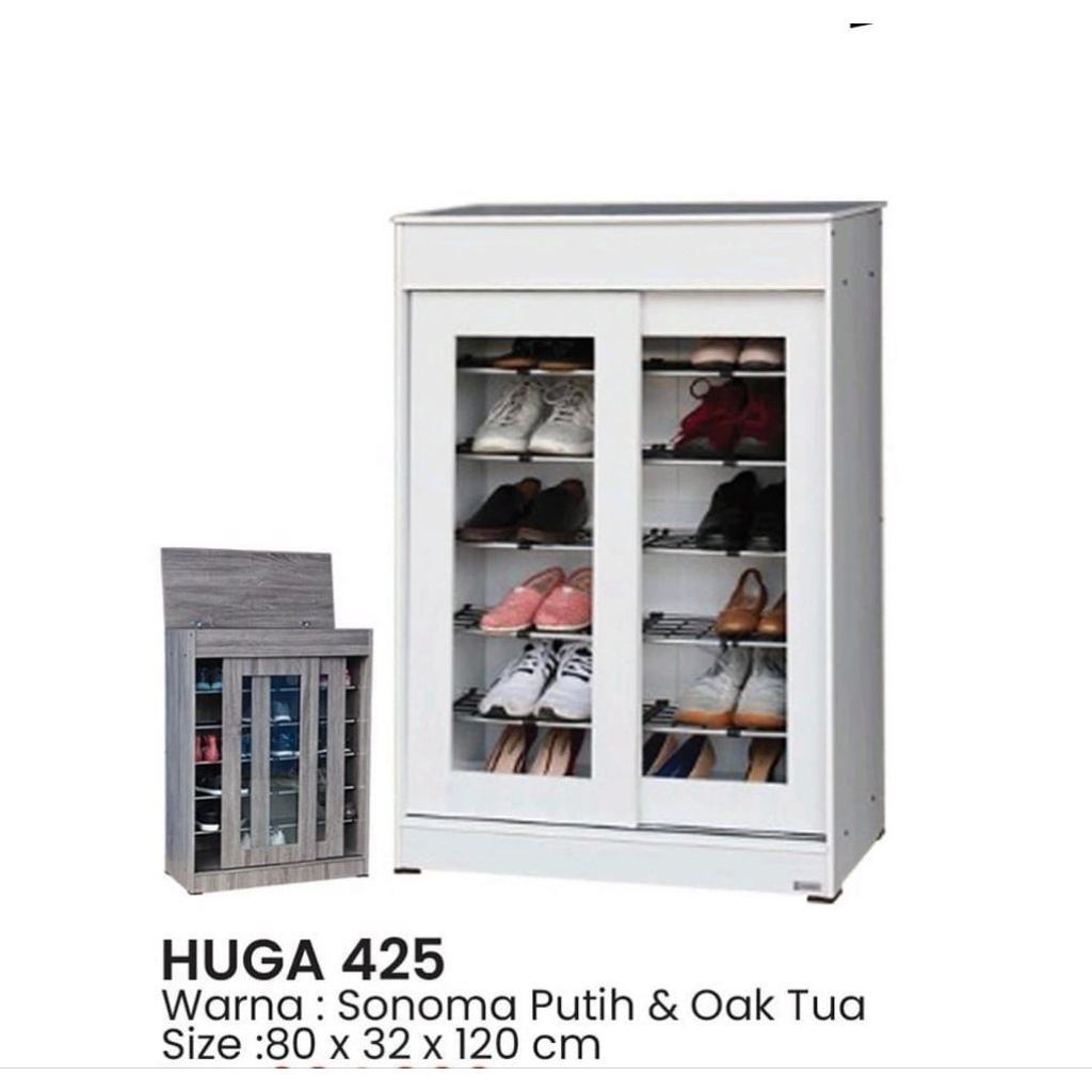 TOPPAN Lemari Sepatu 2 Pintu Sliding Pintu Kaca - Rak Sepatu 2 Pintu 8006 P - Lemari Sepatu Pintu So