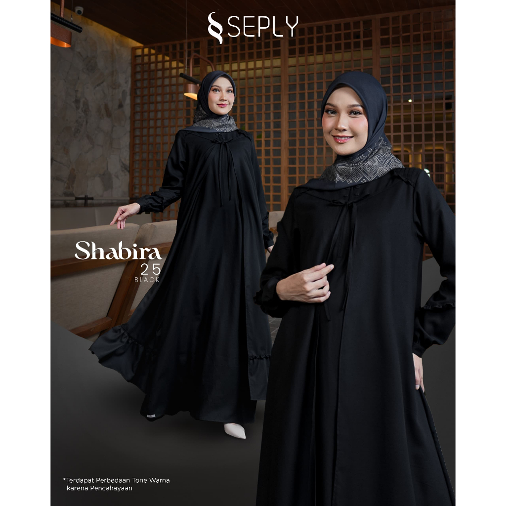 SHABIRA 25 BLACK DAILY WEAR, CASUAL DRESS, PAKAIAN HARIAN, GAMIS KASUAL, GAMIS PESTA SEPLY