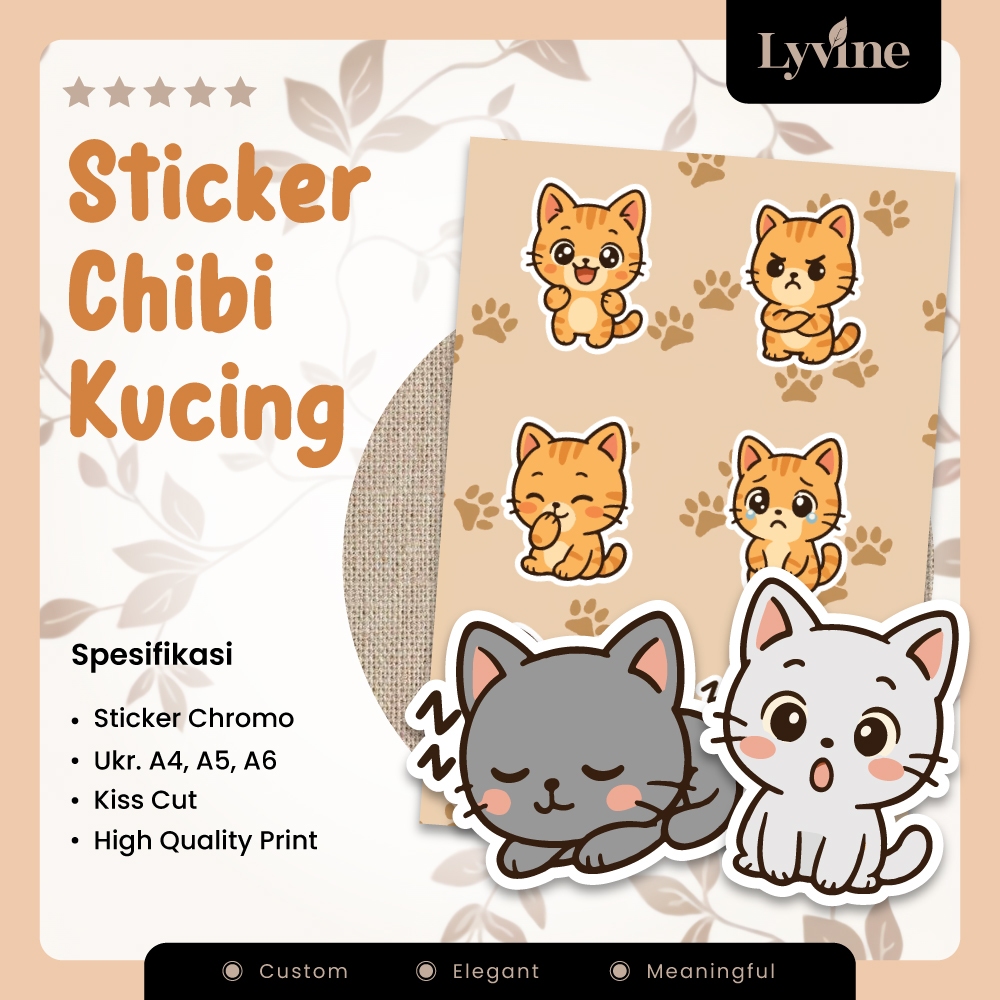 

Sticker Sheet Chibi Kucing (A4, A5, A6)