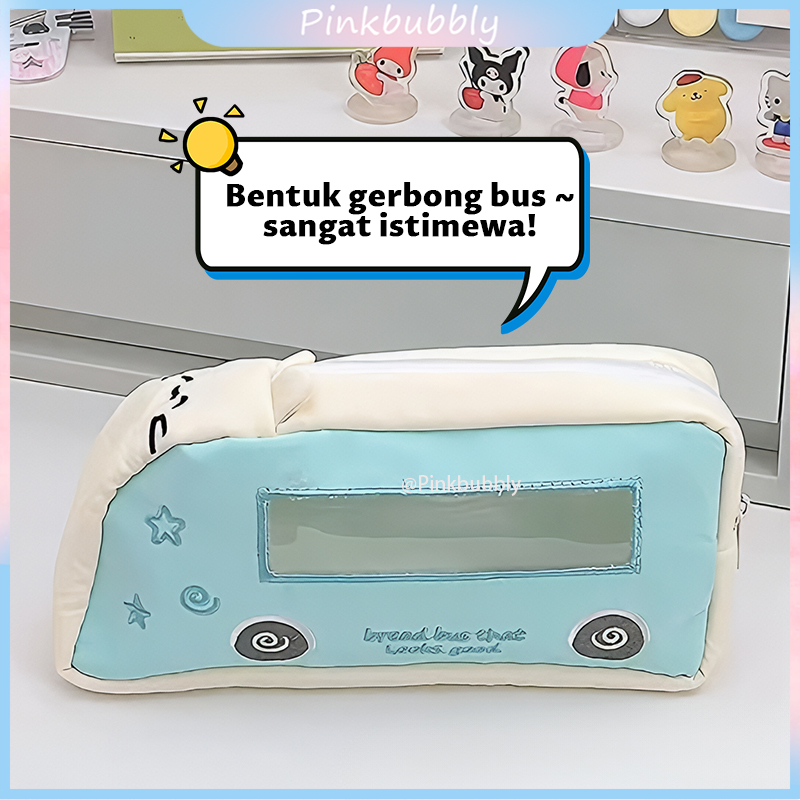 

Pinkbubbly.【Ready】Tas Pensil Bus Kucing Lucu Kapasitas Besar Lapisan Lapisan Pelajar Tas Pensil