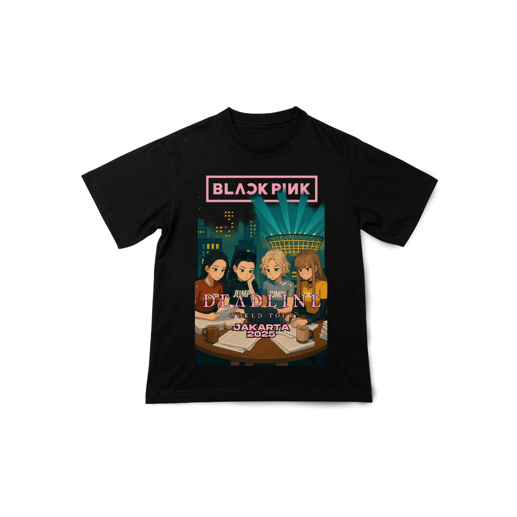 Kaos Blackpink Deadline Jakarta 2025 /Kantor/ Kaos Kartun BLACKPINK DEADLINE Tour – Desain Lucu, Kua