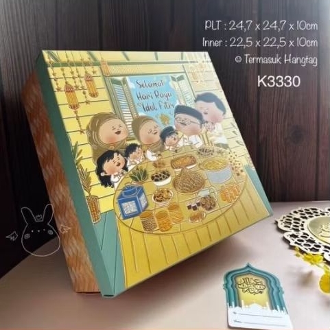 

box hampers eid untuk 4 toples persegi