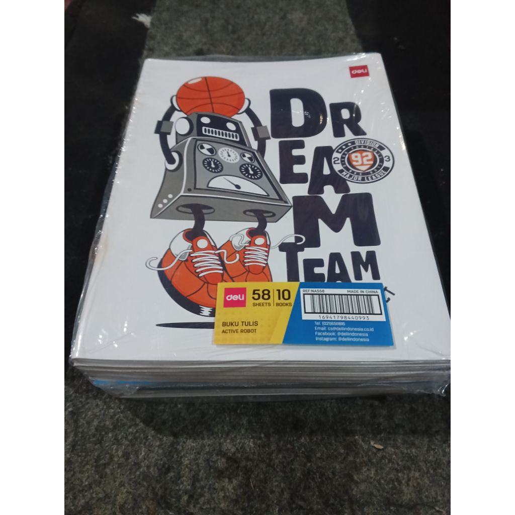 

Buku Tulis KWARTO A5 Deli Robot 58 Lembar isi 10 buku, buku sekolah tebal