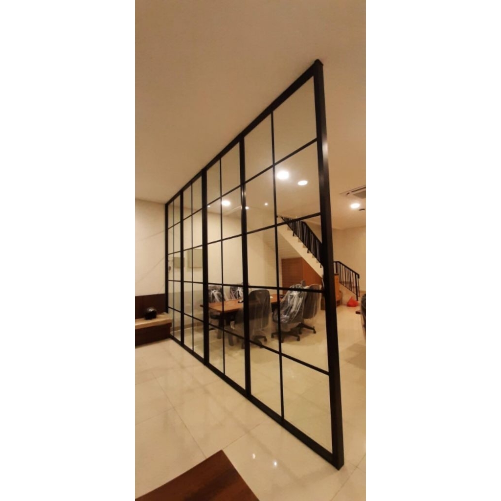 PARTISI ALUMINIUM KACA MOTIF FULL ORNAMEN folding gate