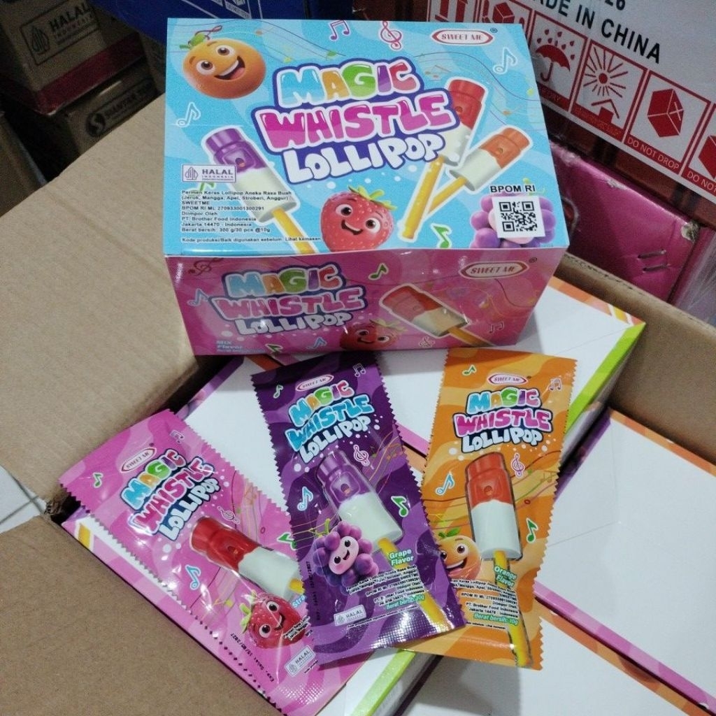 

MAGIC WHISTLE LOLLIPOP PERMEN 1 BOX 30 PCS