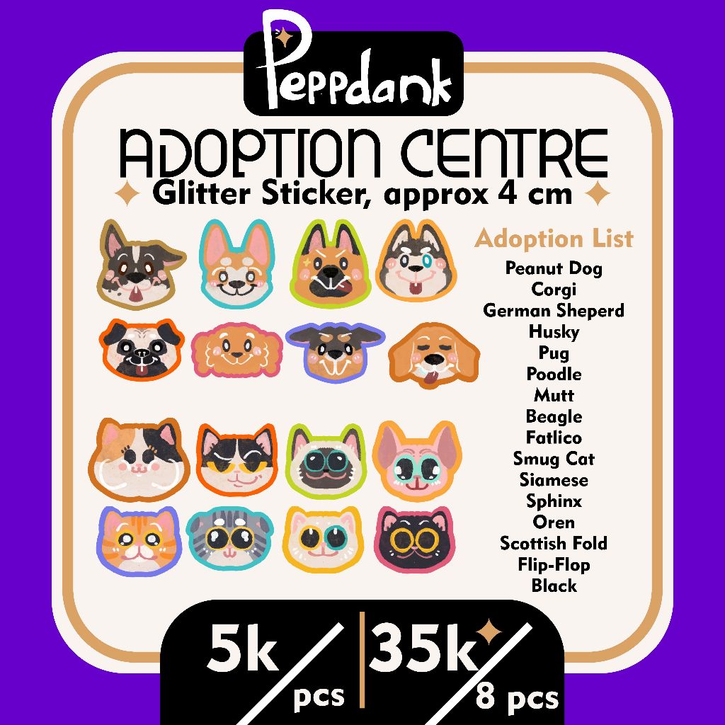 

Adoption Centre Glitter Sticker | Peppdank