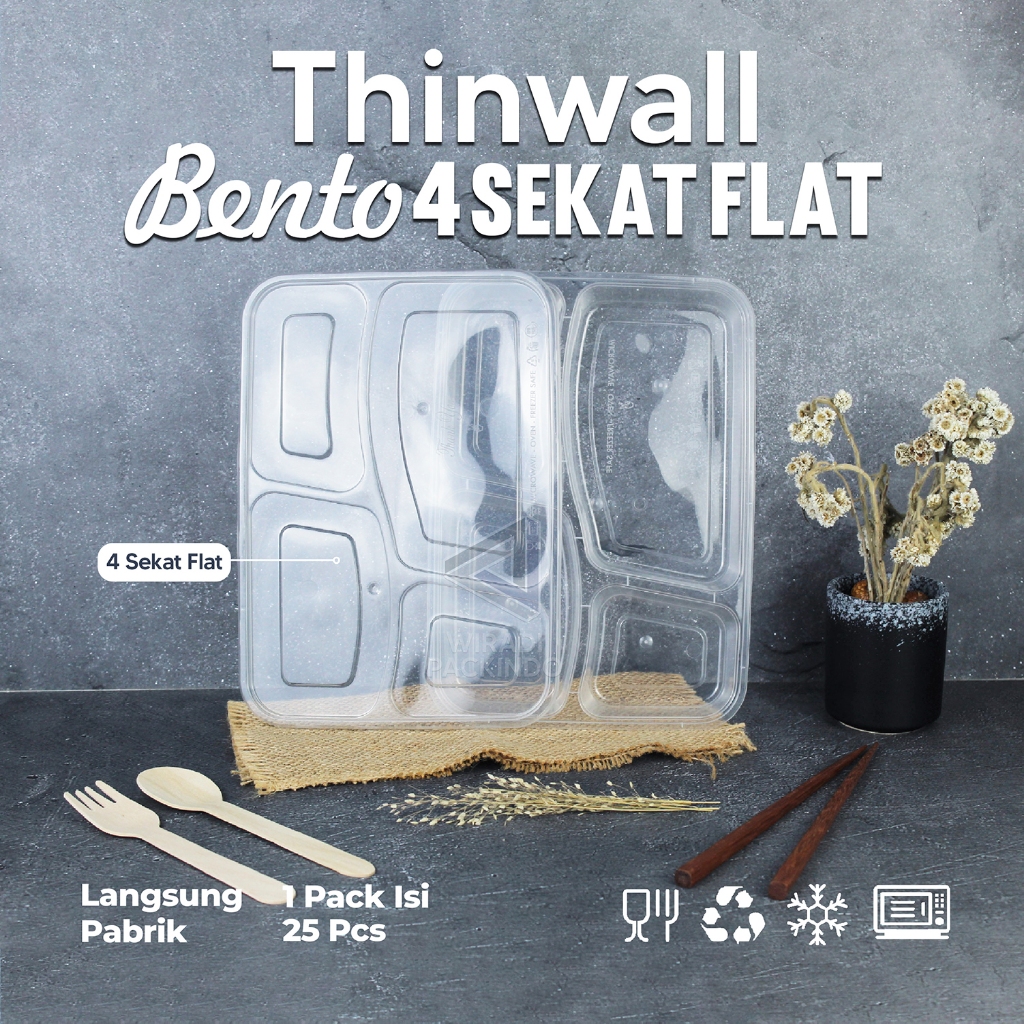 Thinwall Sekat 4 Box  Bento Plastik Murah