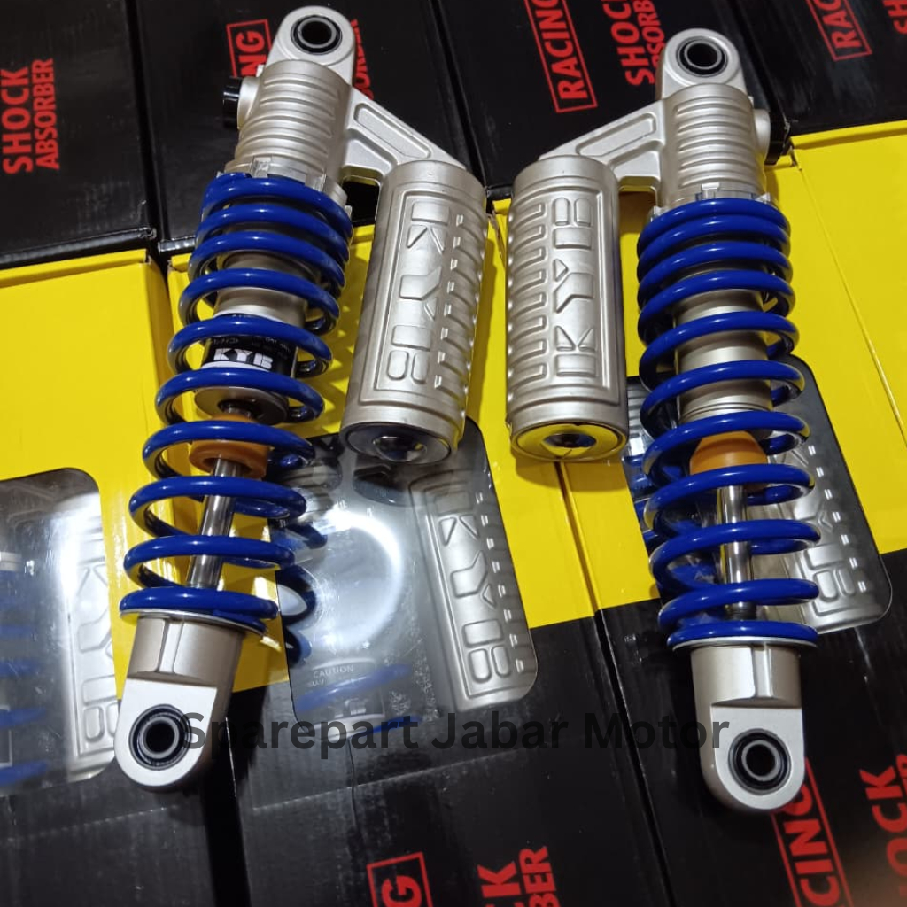 Shockbreaker Shok Belakang KYB KYE Warna Biru Merk HeliBars Double Klik 320mm