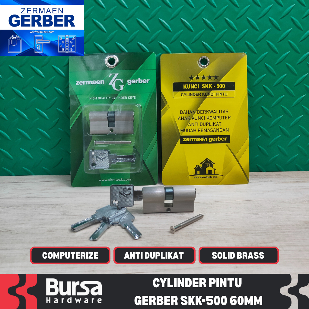 Silinder Kunci Pintu Rumah Gerber SKK 500 Cilinder Komputer Key Sistem 60MM Anti Duplikat