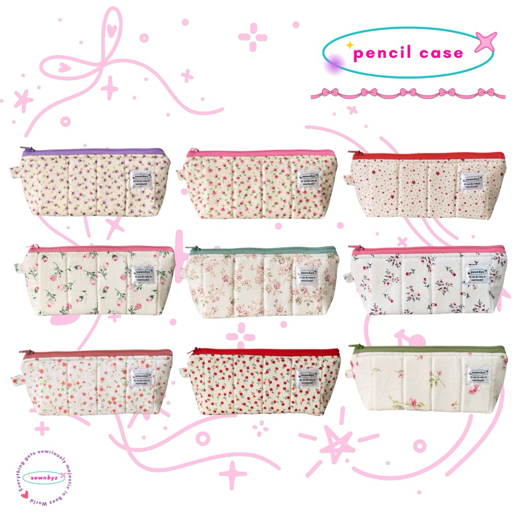 

slim triangle pencil case (floral/coquette) | sewnbyz