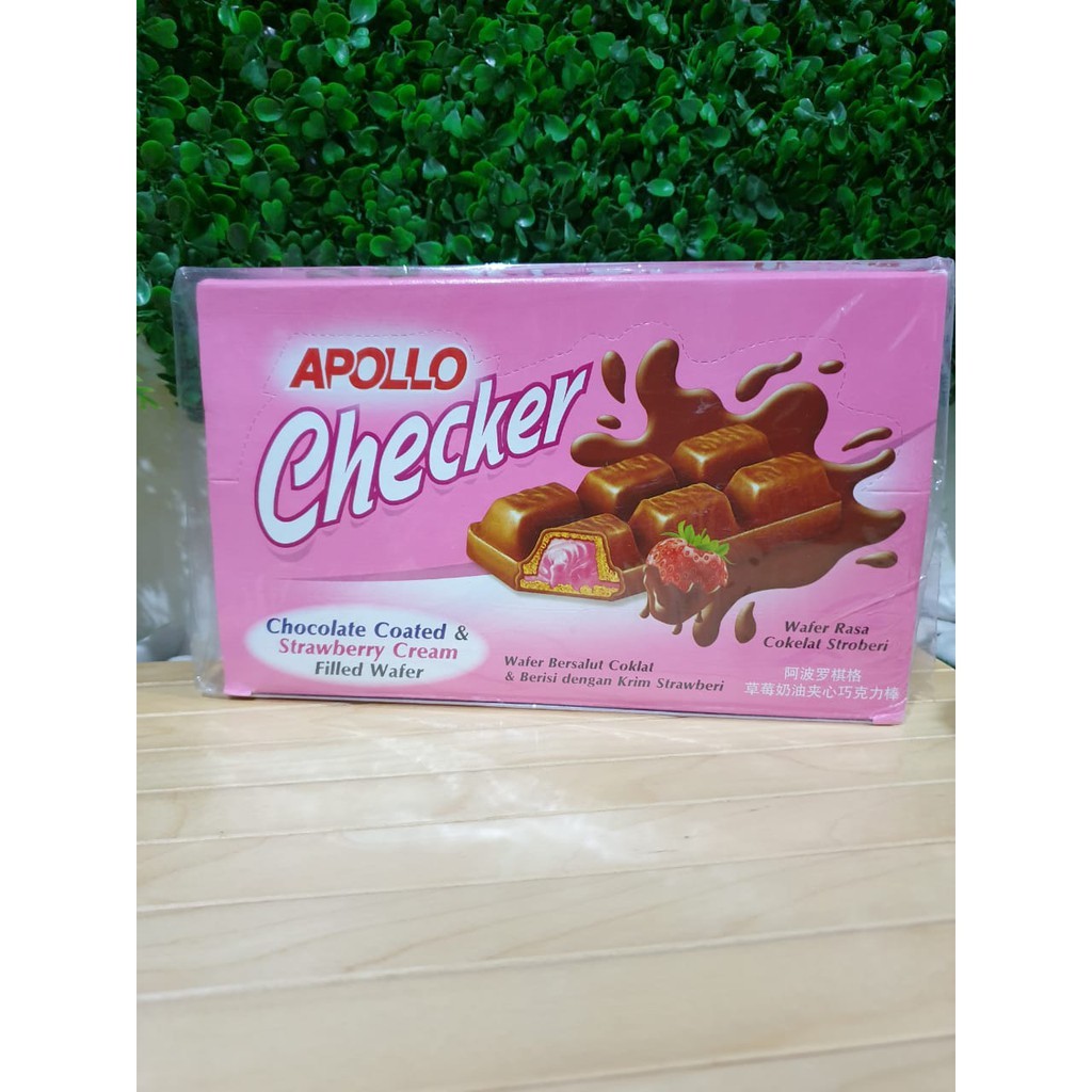 

[oddsolshop] pekanbaru/Apollo Checker Wafer Coklat Krim Stroberi 24 PCS 18GR Chocolate Strawberry