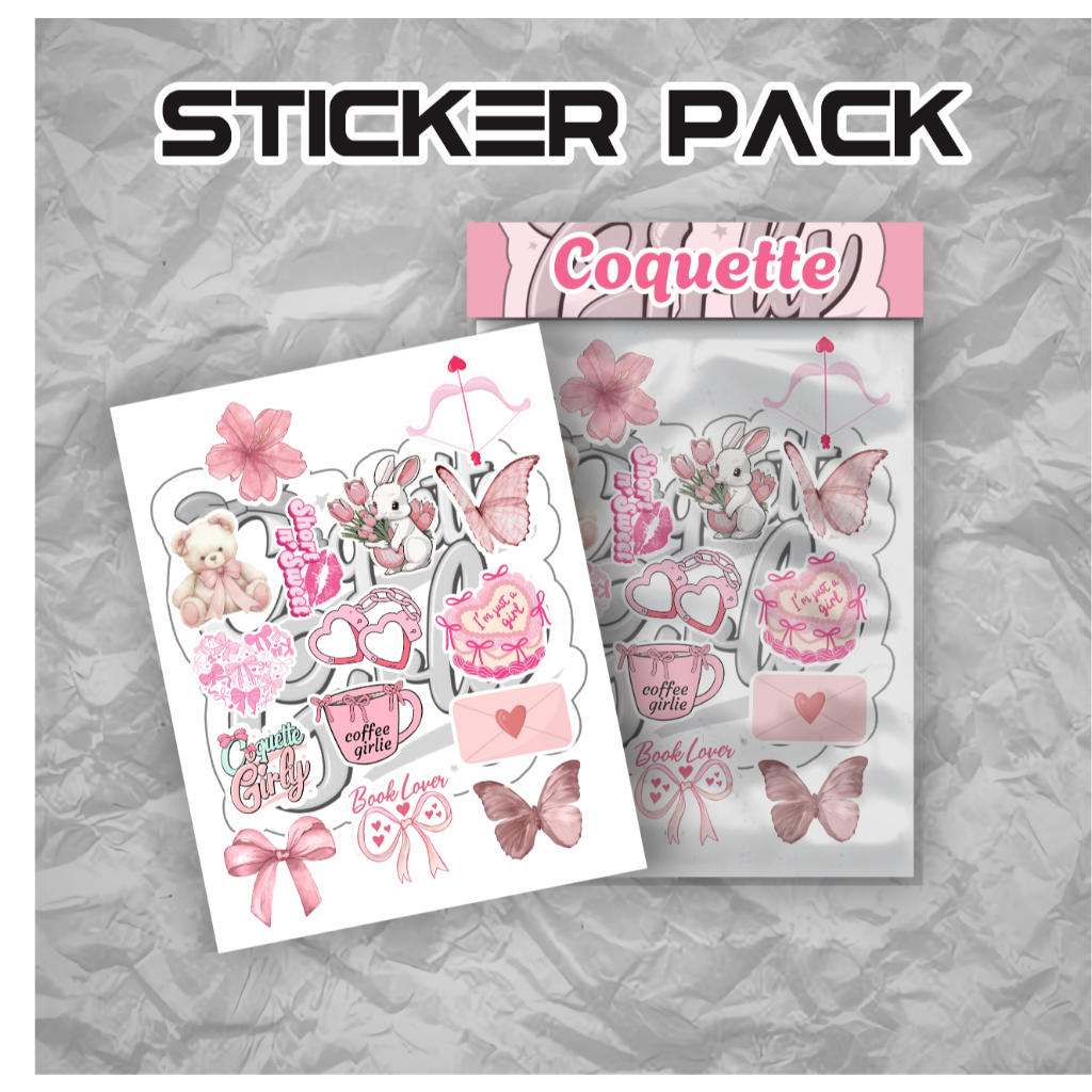 

Stiker Aesthetic Coquette Pink Girly Stiker Pack Vinyl Anti Air-Sticker Buku Casing HP Laptop Botol Helm Waterproof