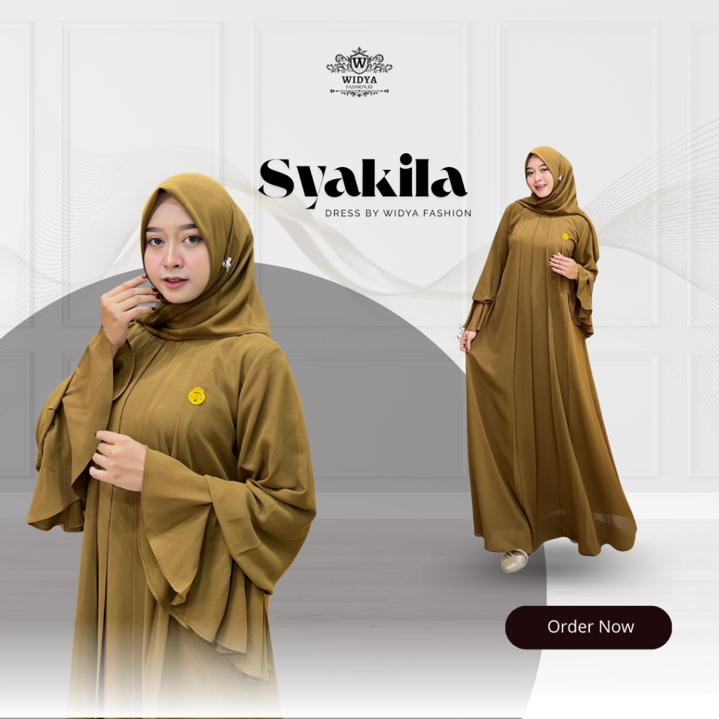 Gamis Syari Terbaru - Gamis Set Hijab - Syakila Dress Ceruti Babydoll By Widya Fashion