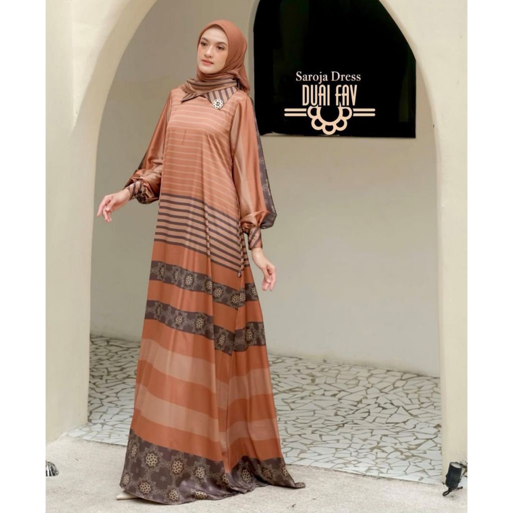 DRES GARIS SAROJA DuaiFav/FASHION MUSLIMAH TERBARU